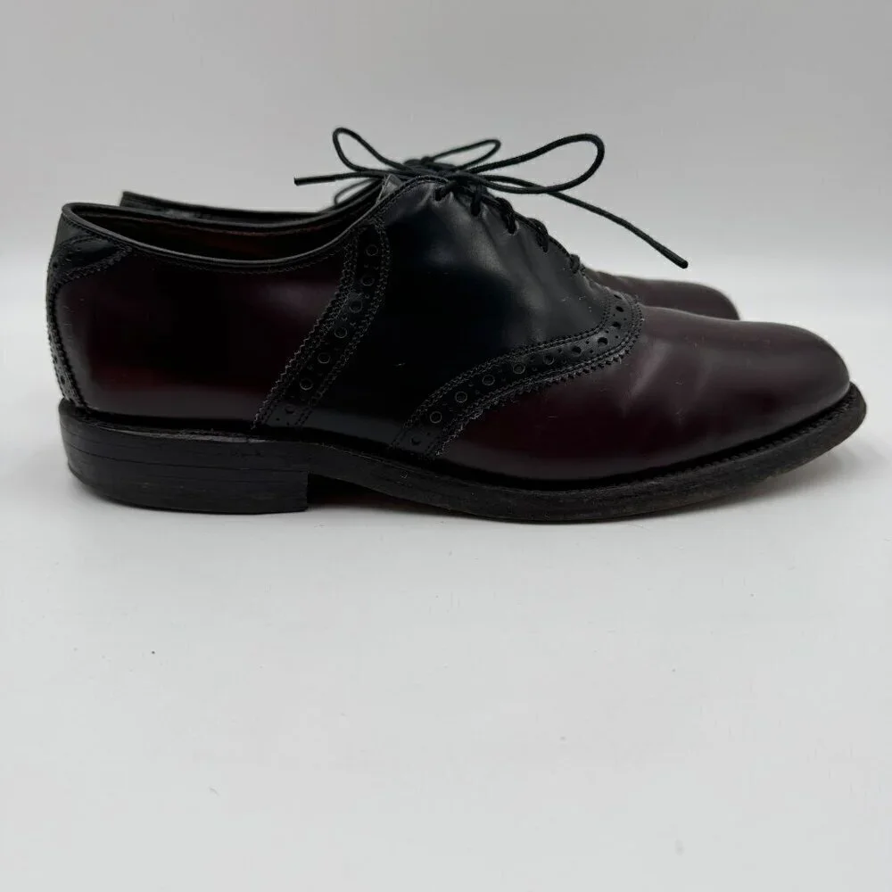 Allen Edmonds Polo Saddle Style Dress Shoes Mens Size 8D Black & Burgundy